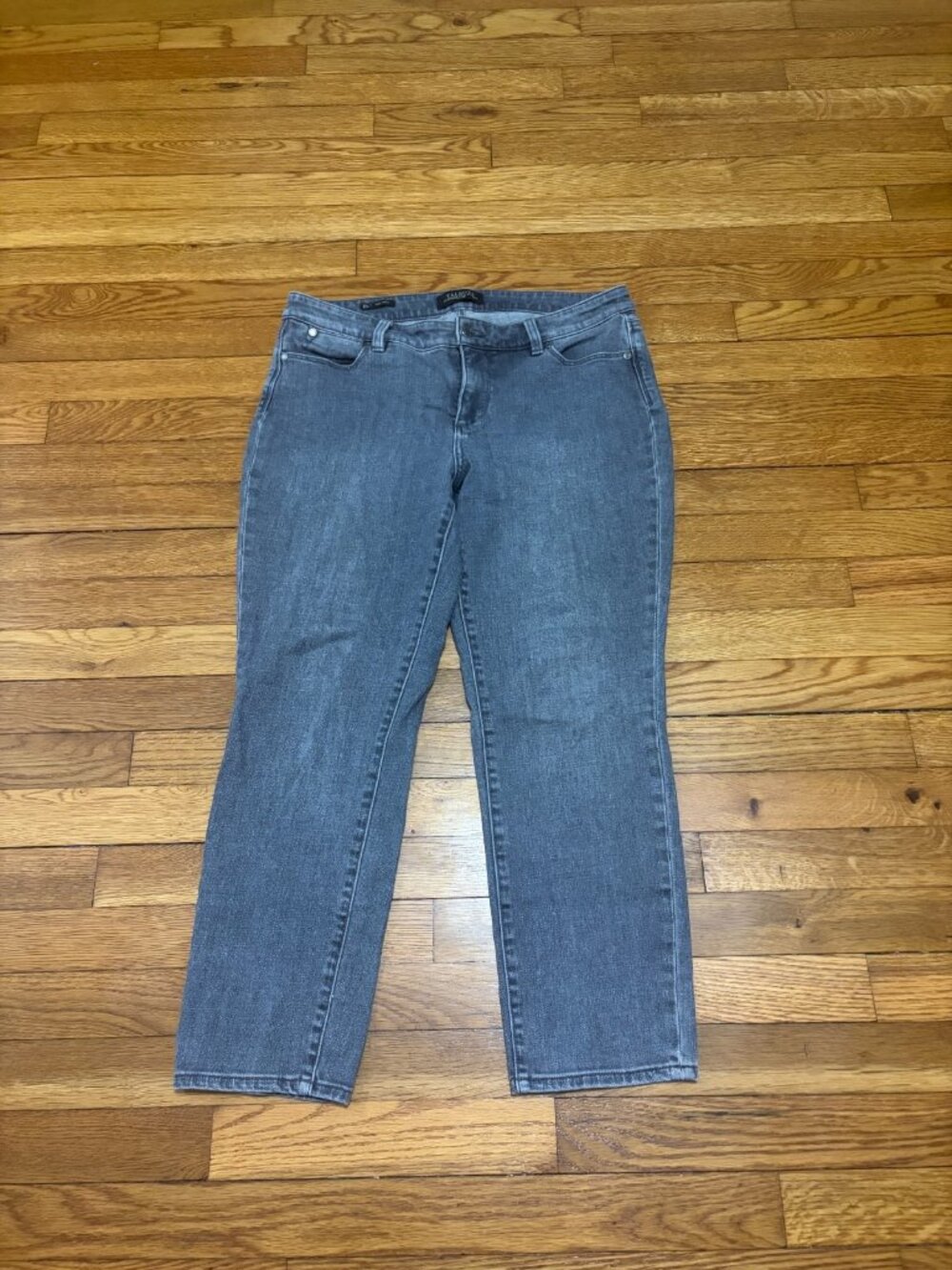 Talbots Flawless Five Pocket Slim Ankle Jeans Size 10p 10 Petite Gray Denim